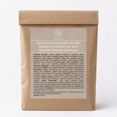 An additive that improves the surface resistance properties of MR. CLAY decorative mixtures