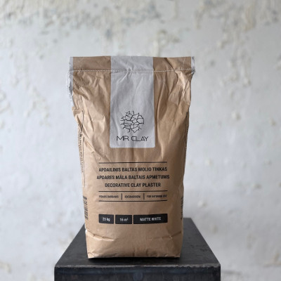 Baltas dekoratyvinis molio tinkas 0-0,5 mm